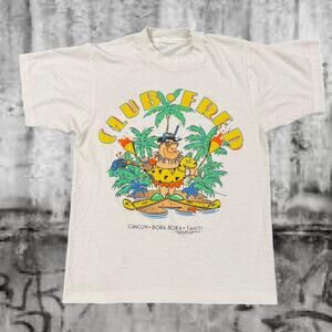 Vintage 1986 Club Fred Flintstones Tee – White – Size S
